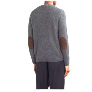 Rugby Ralph Lauren Gray Wool Crewneck Corduroy Elbow Patches LS Sweater Size L